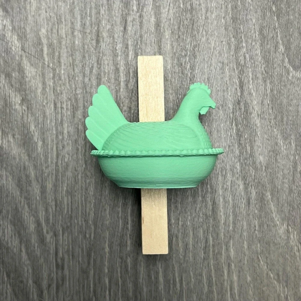 Set of 5 Farmhouse Hen Chicken HON Magnet Photo Chip Clips 3D Printed Clothespin